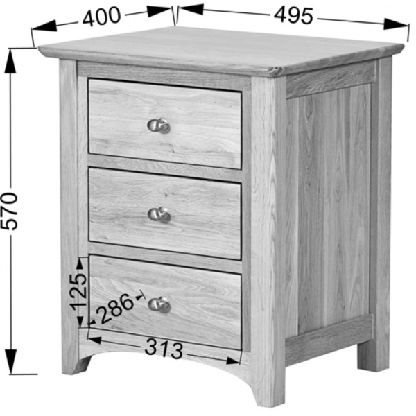 3 DRAWER BEDSIDE